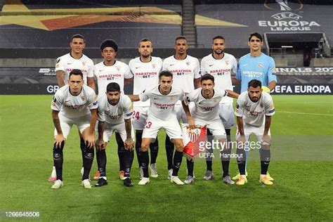 Players of Sevilla FC pose for a team photo prior to the UEFA Europa ...