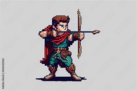 Pixel art archer character for RPG game, character in retro style for 8 bit game Stock ...