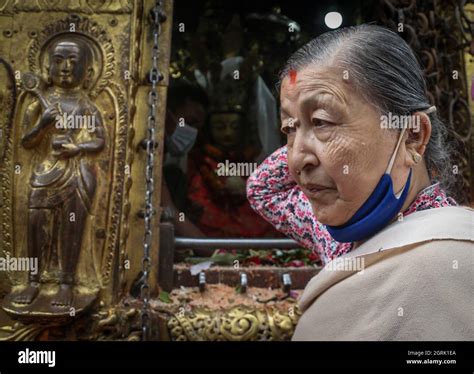 Kathmandu Bagmati Nepal 1st Oct 2021 An Elderly Woman Returns