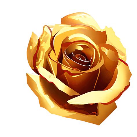 Extremely Detailed 3d Realistic Gold Rose Flower With Dew Beautiful