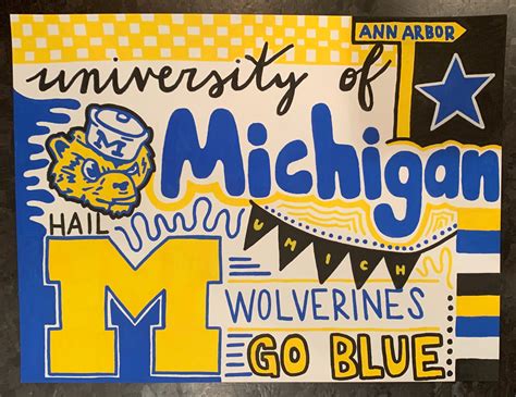 University Of Michigan College Decor Etsy