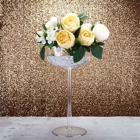 4 Pack 18 Long Stem Martini Flower Vase Clear Plastic Centerpieces