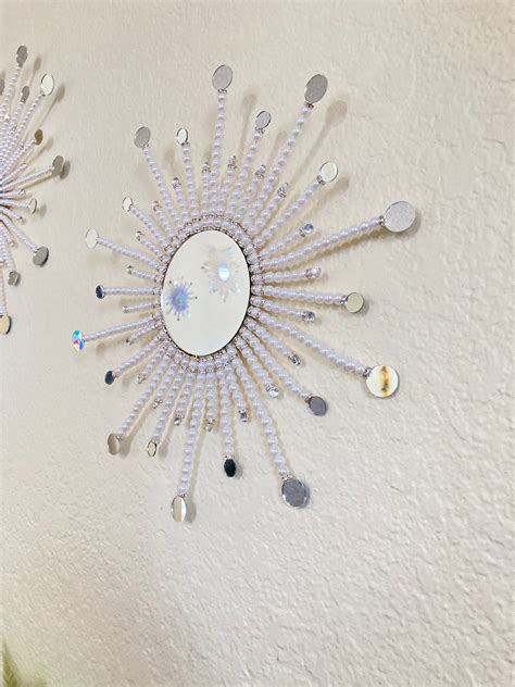 Set Of 2 Sunburst Mirrorpearl Wall Decorsparkly Wall Etsy