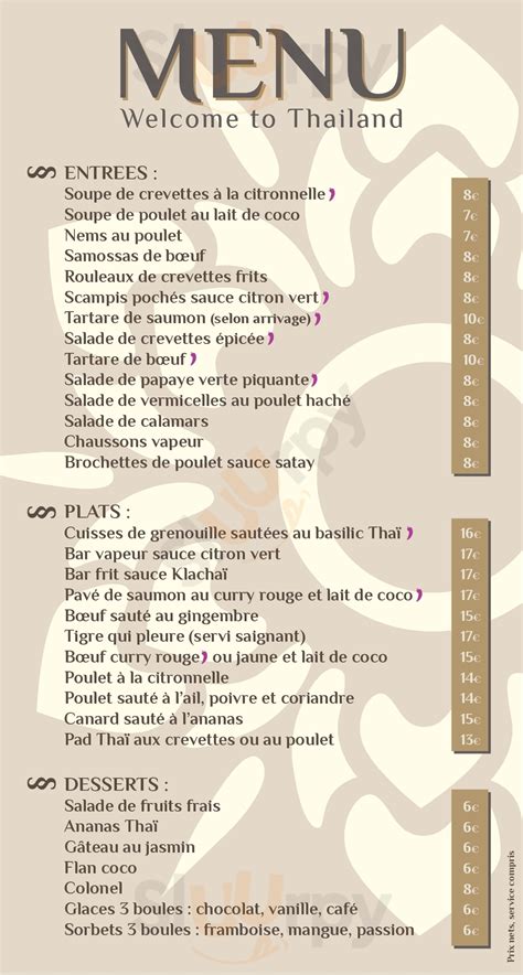 Escale Thaï menù Lille Menu principal Sluurpy