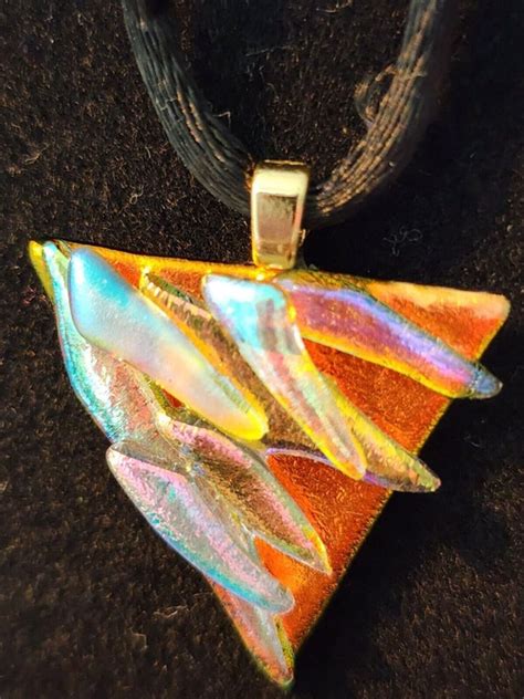 Cool VINTAGE Triangular Dichroic Glass PENDANT Neckla Gem