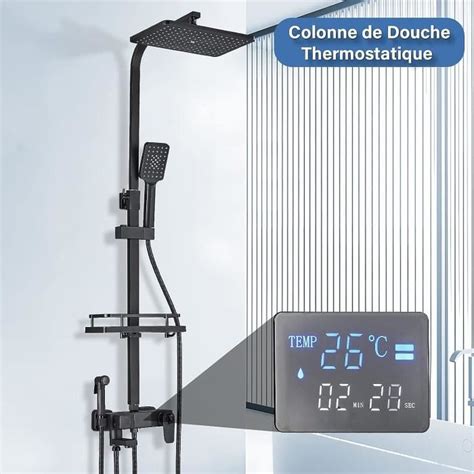 Colonne De Douche Thermostatique Noir Avec Mitigeur C Ensemble De