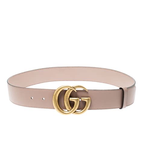 Gucci Nude Pink Leather Double G Buckle Belt CM Gucci The Luxury Closet