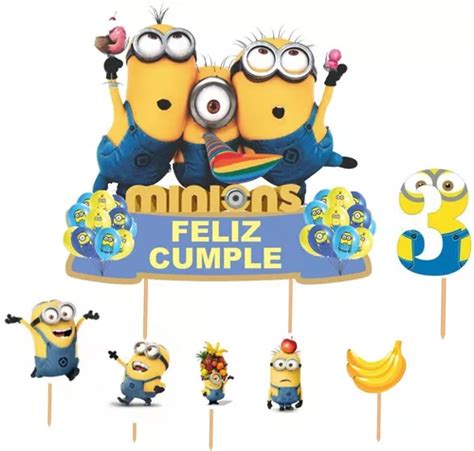 Adorno Torta Cake Topper De Minions Pinche Cumplea Os En Venta En