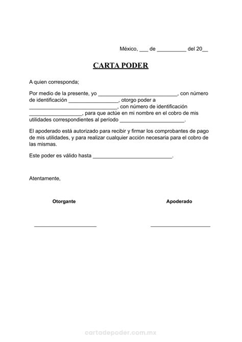 ᐅ Carta Poder para Cobrar Utilidades Ejemplos