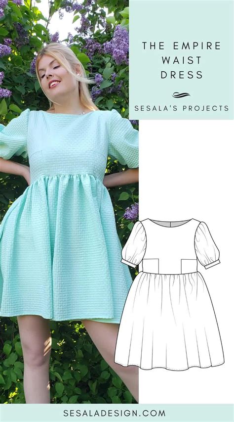 Designs Sewing Pattern V Neck Empire Dress With Pockets Cherellesandy