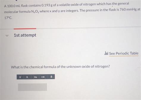 Solved A 100 0 Ml Flask Contains 0 193 G Of A Volatile Oxide Chegg