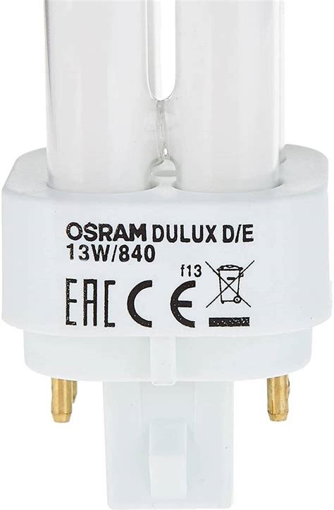 Osram Dulux D E 13W Compact Fluorescent Light Bulb 4 Pin 840 Dimmable