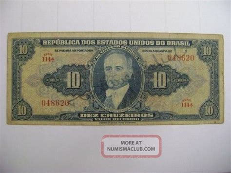 Crb73 Brazil Banknote 10 Cruzeiros 1943 Autographed Circulated