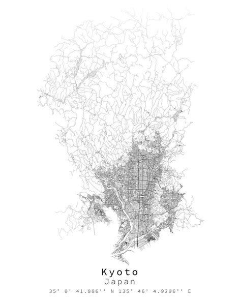 Kyotojapanurban Detail Streets Roads Map Element Template Image