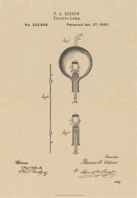 From Thomas Edison’s patent for the electric light bulb, US, 1880 ...