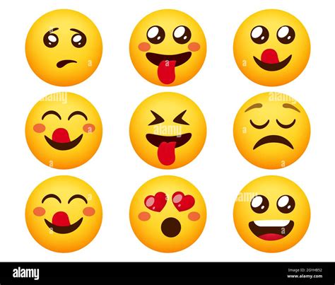 Set Di Vettori Emoticon Smileys Emoticon Emozionale Personaggi Con