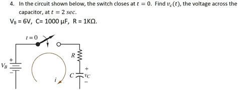 Solved In The Circuit Shown Below The Switch Closes At T Find Vc