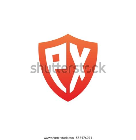 Initial Letters Px Shield Shape Red Stock Vector Royalty Free