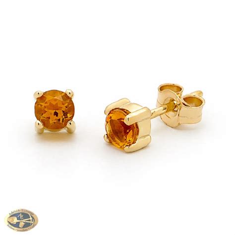 9ct Yellow Gold Citrine 4 Claw Stud Earrings Adelaide Exchange