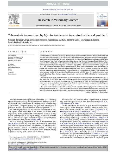 (PDF) Tuberculosis transmission by Mycobacterium bovis in a mixed ...