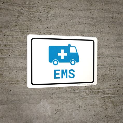 Ems Medical Van With Icon Landscape V2 Wall Sign