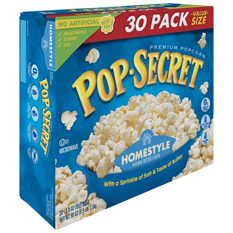 Pop Secret Microwave Premium Popcorn Homestyle Natural Butter 3 Oz