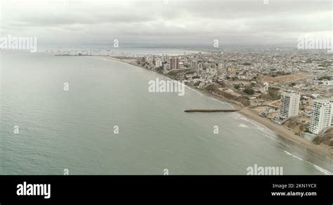 Aereal Shoot From Manta In Manabi Ecuador In The Back The Manta Port