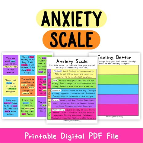 Anxiety Scale Anxiety Tools Worksheets Self-Help | Etsy