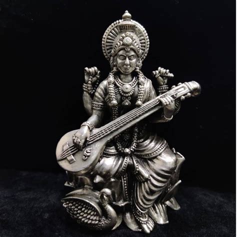 Buy Quality Pure Silver Saraswati Idol In High Finishing Po In