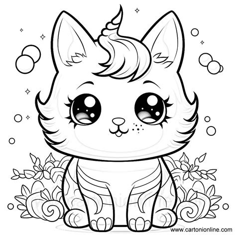 Dibujo Para Colorear De Gato Unicornio