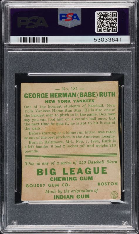 Signed R Goudey Babe Ruth Psa Dna Nm Newly Discovered