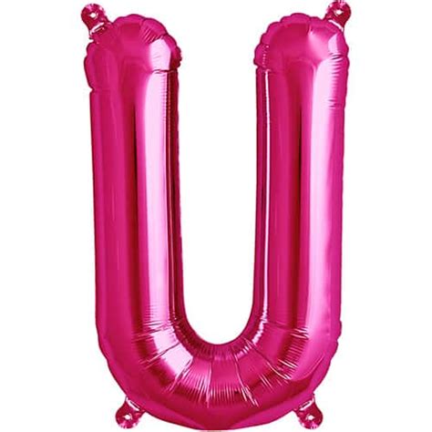 Magenta Letter U Air Fill Foil Balloon 41cm 16 In Partyrama