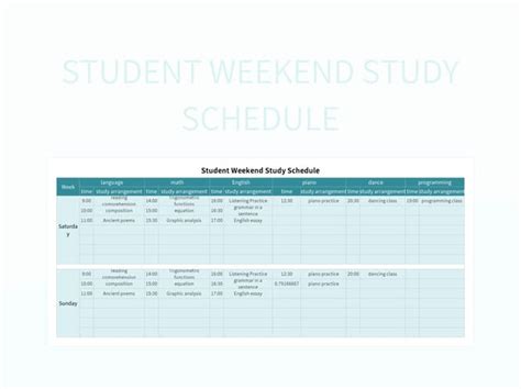 Monthly Study Plan Schedule Excel Template And Google Sheets File For