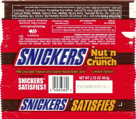 2007 Snickers Nutn Butter Crunch Candy Wrapper Archive