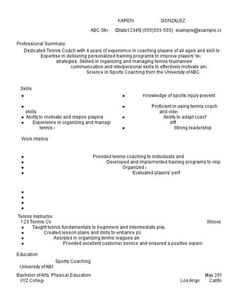 13 Tennis Coach Resume Examples For 2025