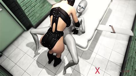 Female Alien In A Jail Gets Fucked Hard By A Hot Dickgirl In A Mask