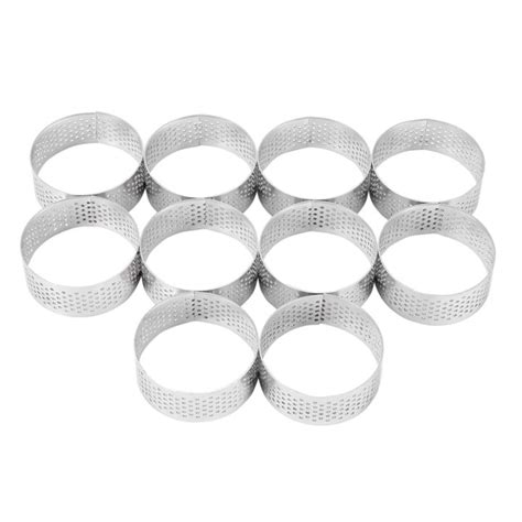 10 Pack 5Cm Stainless Steel Tart Ring Heat Resistant Perforated Cake