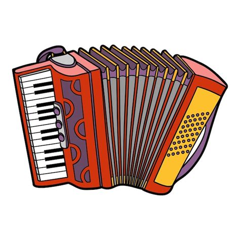 Cartoon Vektor Illustration Akkordeon Buntes Musikinstrument Premium