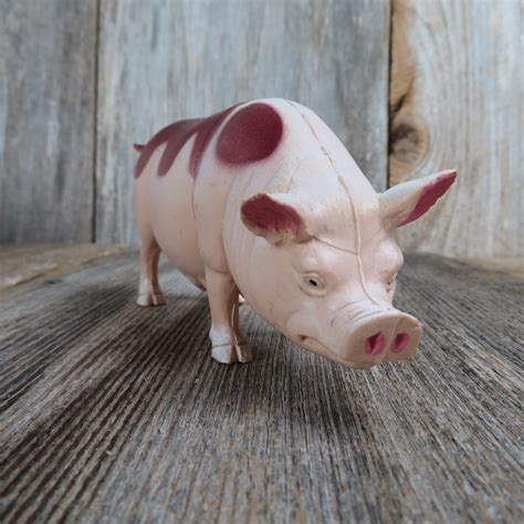 Vintage Pig Toy Plastic Sow Farm Barn Yard Toy Pink Brown 1987 Etsy