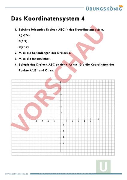 Arbeitsblatt Koordinaten System Geometrie Gemischte Themen