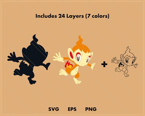 Chimchar Pokemon SVG Cut File Layered Digital Template Etsy