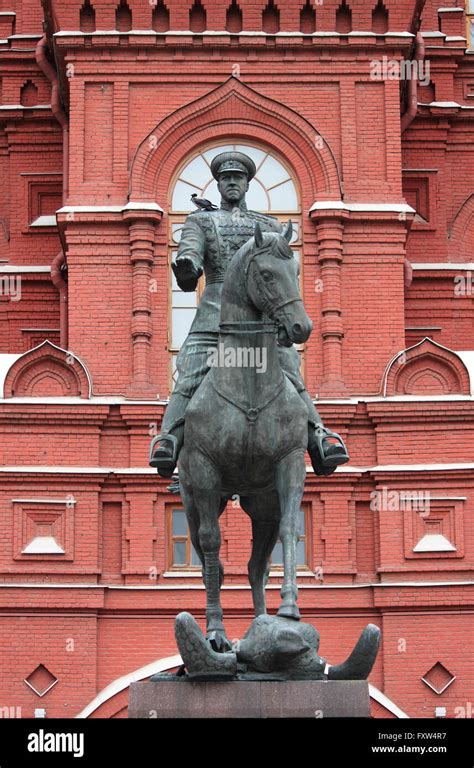 Equestrian Statue Of Marshal Zhukov In Front Of The State Historic