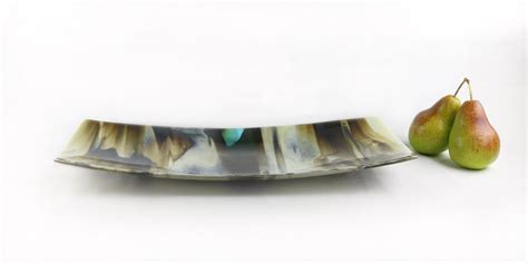 French Vanilla And Turquoise Infusion Cherine Platter Exclusive Hot Glass
