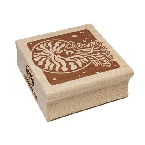 Chambered Nautilus Sea Ocean Creature Square Rubber Stamp Stamping