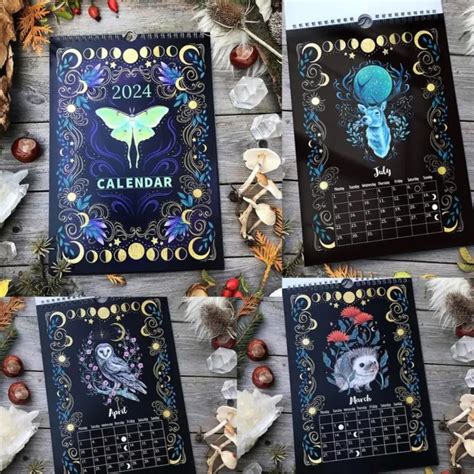 TIME PLANNING DARK Forest Lunar Calendar 2024 Butterfly Calendar Home