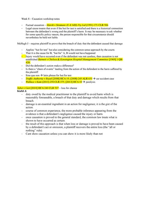 Week Causation Lecture Notes Week Causation Workshop