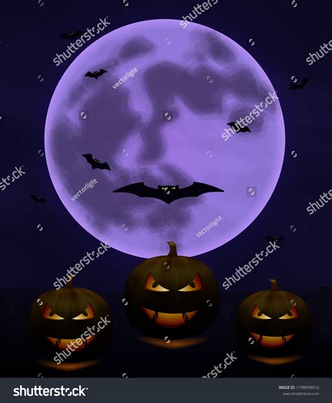 Halloween Background Full Moon Pumpkins Dark Stock Vector (Royalty Free) 1198999015 | Shutterstock