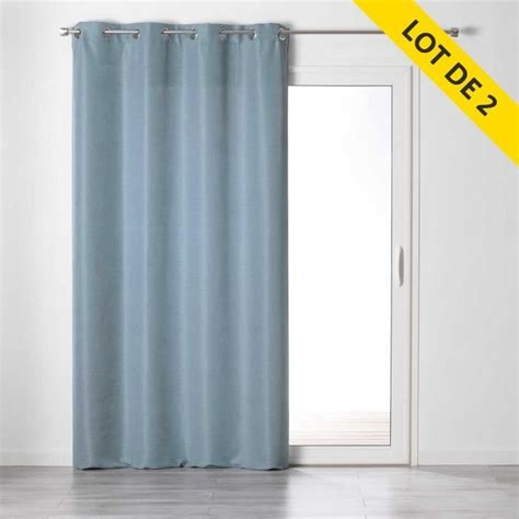 Lot De 2 Rideaux A Oeillets 140 X 240 Tamisant Chambray Glory Bleu