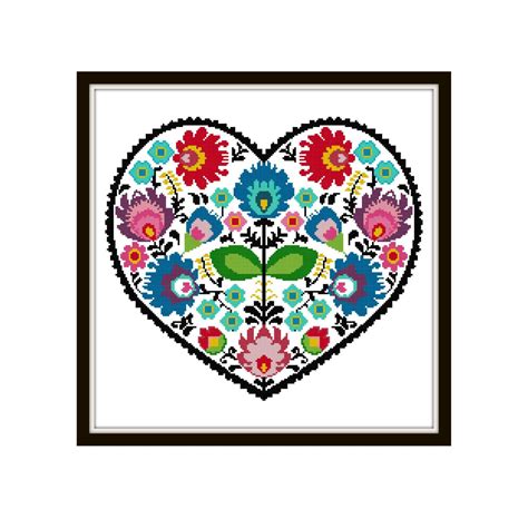 Folk Art Cross Stitch Pattern Scandinavian Cross Stitch Pdf Etsy