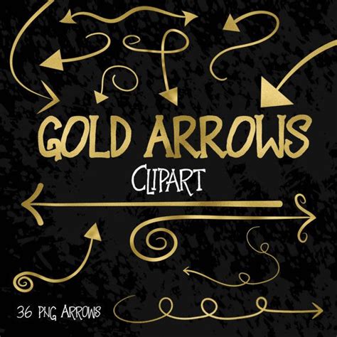 Gold Arrows Clip Art Set Swirly Gold Foil Arrows Clipart Etsy Clip